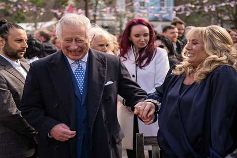 Prince Charles shares a laugh with EastEnders cast as he & Camilla visit new Albert Square set