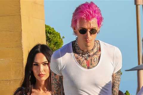 Machine Gun Kelly debuts bright pink hair at lunch with Megan Fox