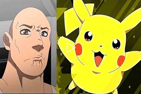 The Rock reacts to Pokemon Characters : (the rock eyebrow raise)