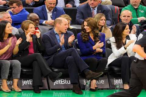 Beaming Prince William and Princess Kate clap and pose for selfies at NBA game in Boston on royal..
