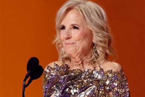 Jill Biden Stole The Show In A Shimmering Gown On The Grammys Stage While Presenting Historic Award