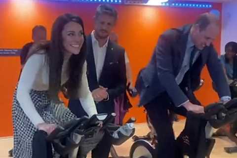 Prince William, Kate Middleton Struggle on Bikes During Spin Class to Promote Mental Health