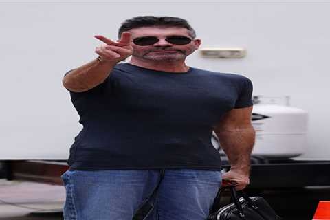 Simon Cowell looks slimmer than ever in tight T-shirt and shades as he heads to filming on..