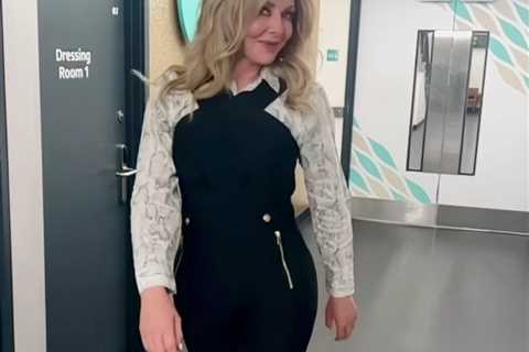 Carol Vorderman shows off her sensational curves in skintight jumpsuit