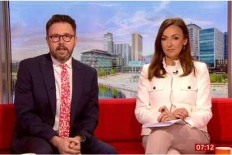 BBC Breakfast’s Sally Nugent left stunned as Jon Kay takes a cheeky swipe at her outfit