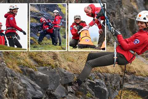 Kate Middleton looks as cool as a cucumber as she abseils down rock face in Brecon Beacons