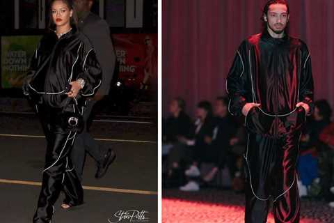 Pregnant Rihanna Stepped Out in a Black Alexander Wang FW ’23 TrackSuit in Santa Monica