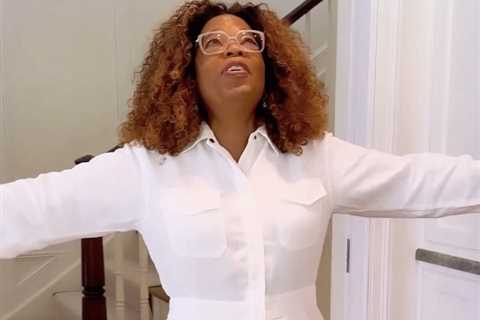 Get the Look: Oprah Winfrey Goes Viral Wearing a White Rivet Utility Jumpsuit