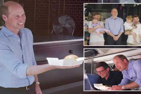 Prince William flips burgers as he serves veggie meals from food truck to shocked and delighted..