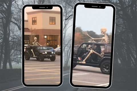 Jeepers Creepers! Colossal Skeleton Cruisin' the City Goes Viral