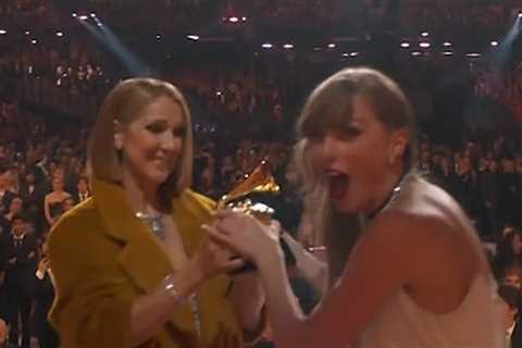 Taylor Swift Poses with Celine Dion After Grammys AOTY Onstage SNAFU