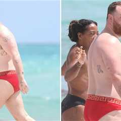 Sam Smith Wears Red Speedo at Miami Beach, Gets Cozy with Mystery Man