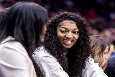 Angel Reese sits courtside at Pelicans game after declaring for WNBA draft