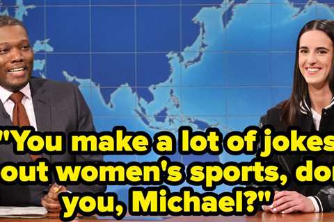 Caitlin Clark Hilariously Confronted Michael Che On SNL About His Women's Basketball Jokes