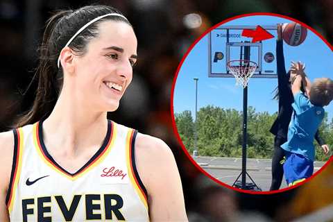 Caitlin Clark Hilariously Blocks Kid's Shot At Charity Event