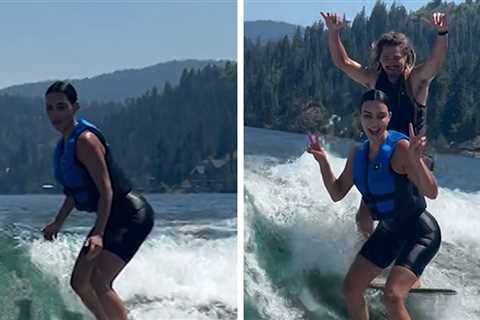 Kim Kardashian Goes Wake Surfing, Perfectly Balanced on Board