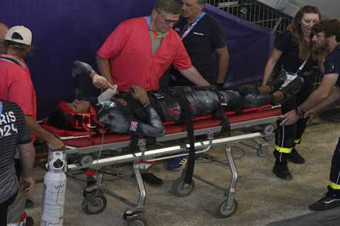 Britain’s Kye Whyte taken off BMX track on stretcher after Olympic silver medalist crashes in semis