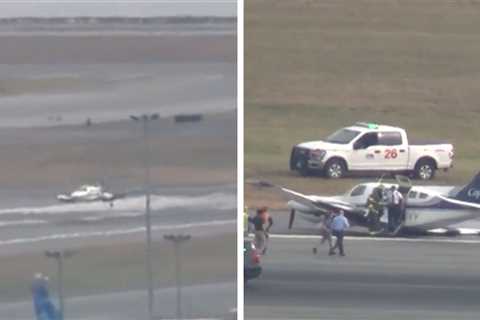 Small Plane Makes Impressive Emergency Landing On One Wheel, Video Shows