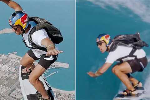 Skydiver Jumps With Surfboard, Catches Wave Upon Landing