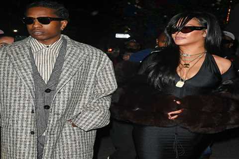 Rihanna and ASAP Rocky Step out for Date Night, with Rihanna in a Black Laquan Smith Spring 2025..