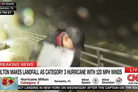 CNN's Anderson Cooper Smacked by Flying Debris Covering Hurricane Milton