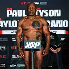 Mike Tyson Shows Off Ripped Body At Weigh-In For Jake Paul Fight