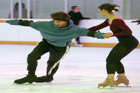 Love Island's Chris Taylor seen struggling on ice during first skate with Dancing On Ice partner..