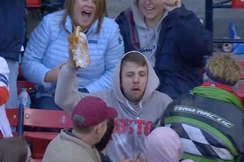 Red Sox fan somehow makes miraculous foul-ball catch with his food in wild scene