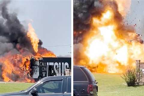 'Jesus Bus' Explodes on Louisiana Roadway, on Video