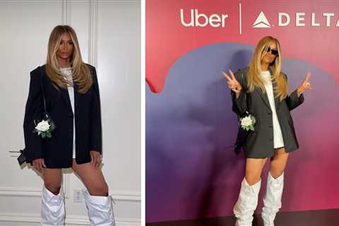 Ciara Attended an Uber X Delta Event in a Black Alexander Wang Blazer with White Brandon Blackwood..