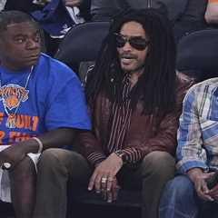 Stacked celebrity row featuring Lenny Kravitz, Timothee Chalamet takes in Knicks-Celtics Game 6
