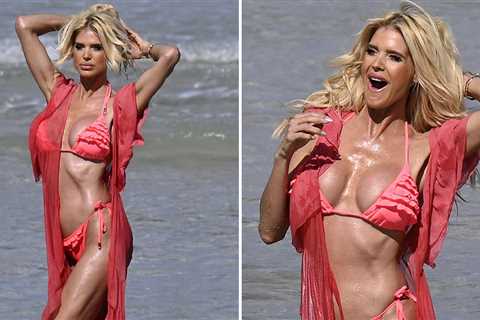 Victoria Silvstedt Models Bikinis on Beach, Shows Off Curves