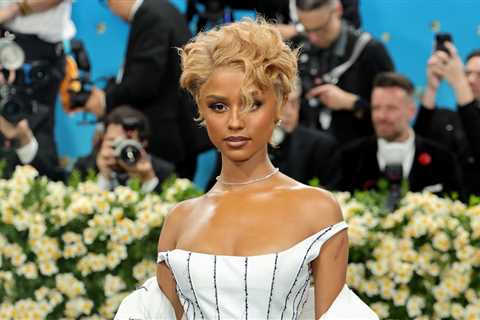 Tyla Sweeps the Floor With Pinstripe Jacquemus Gown at 2025 Met Gala