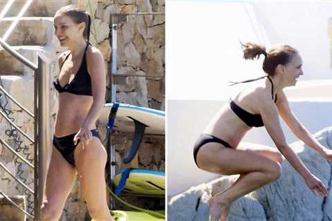 Natalie Portman Rocks Blue Bikini While Cliff-Jumping in Cannes
