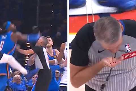 NBA Ref Scott Foster Bloodied After Taking Hit In Western Conference Finals