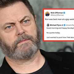 Nick Offerman Called Out A Homophobic Internet Troll Who Dared To Use A Ron Swanson GIF In An..