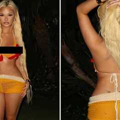 Alabama Barker Gets Cheeky in Crochet Bikini Night Photo Shoot