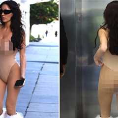 Bianca Censori Wears Plunging Nude Bodysuit, White Furry Boots to Spa Treatment