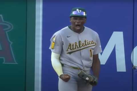 A’s outfielder Denzel Clarke makes miraculous home run-robbing catch