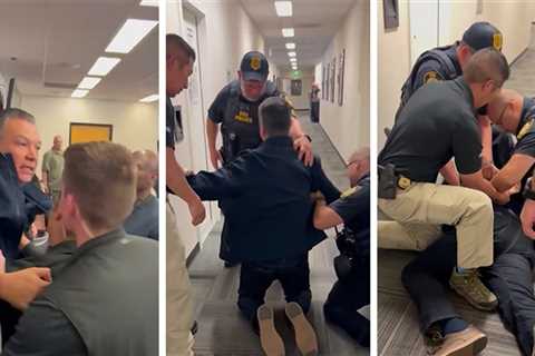 Senator Physically Ejected, Detained at DHS Secretary Noem's L.A. Press Conference, on Camera