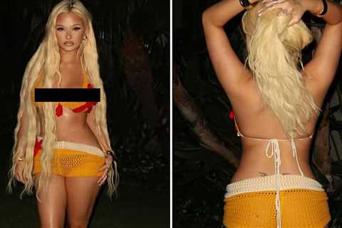 Alabama Barker Gets Cheeky in Crochet Bikini Night Photo Shoot
