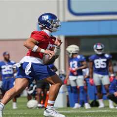 Jaxson Dart’s first Giants training camp throw couldn’t have gone worse