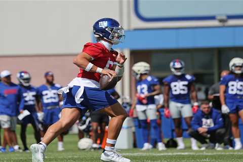 Jaxson Dart’s first Giants training camp throw couldn’t have gone worse