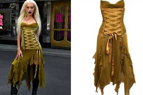 Christina Aguilera Promoted the New Burlesque Musical on Broadway in a Green Vintage Versace Dress