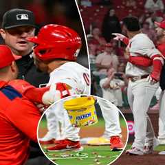 Cardinals’ Willson Contreras hits own coach with bat toss, dumps gum tub on field in insane ejection