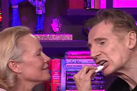 Pamela Anderson & Liam Neeson Share Lip Balm Moment With Andy Cohen