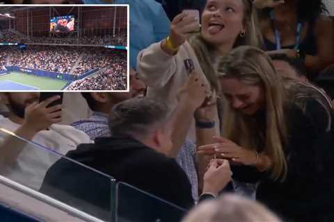 US Open proposal brings Flushing crowd to its feet as thousands cheer on love birds