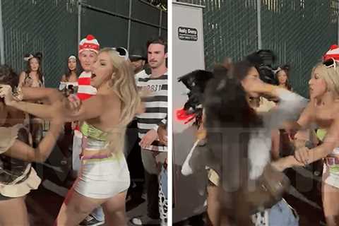 Sexy Women In Costumes Get Into Vicious Catfight At Halloween Party, Watch The Video