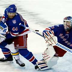 Vladislav Gavrikov fights off injury scare to deliver two assists in Rangers’ much-needed win