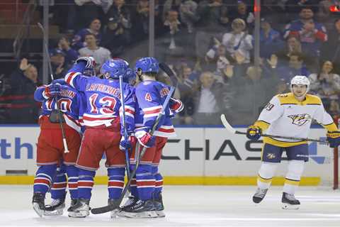 Rangers finally snap home winless streak to start season with offensive explosion against Predators